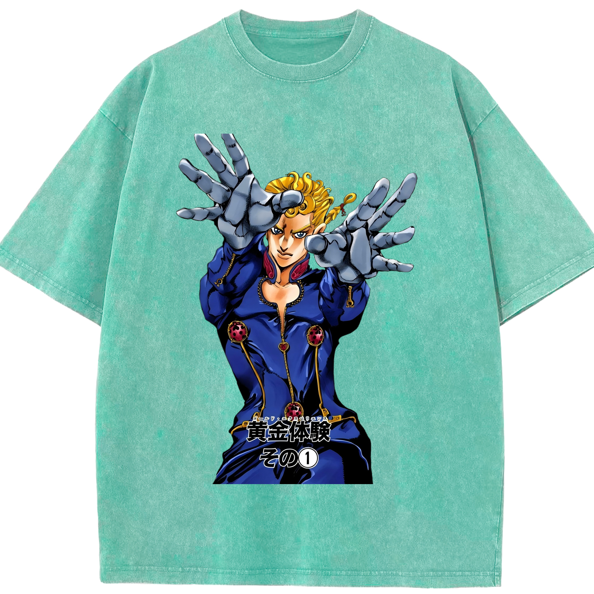 （画像用） ジョジョの奇妙な冒険 ジョルノ?ジョバァーナ JoJo's Bizarre Adventure Giorno Giovanna 綿100% ヴィンテージ風 半袖Tシャツ（フロントプリント）